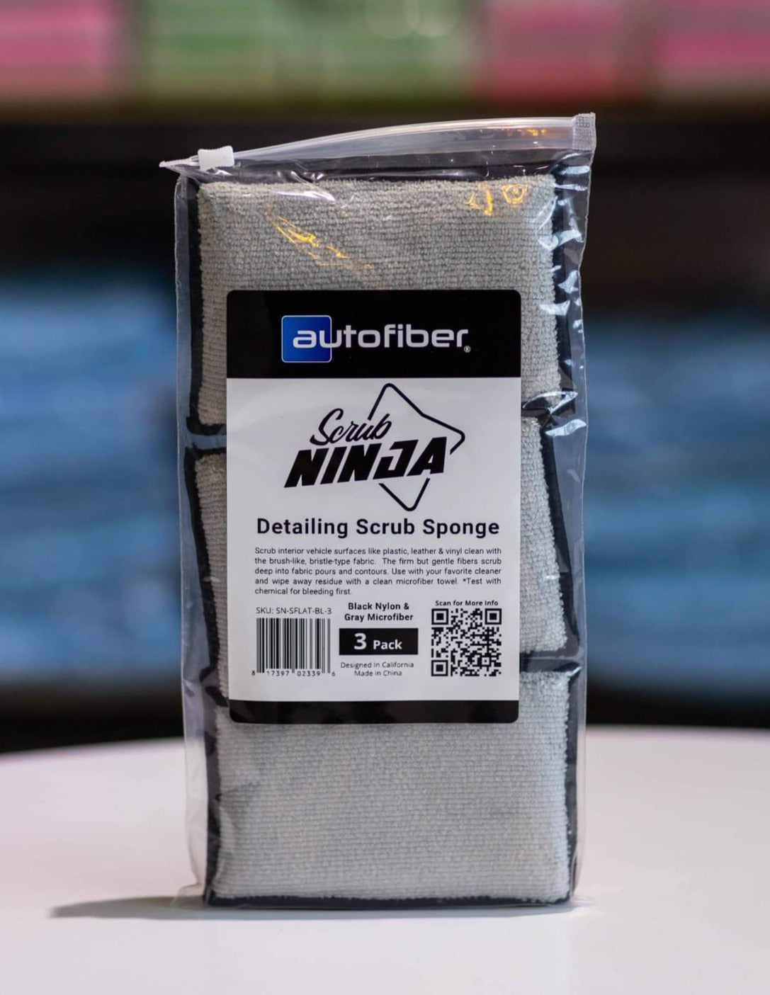 Scrub Ninja  - Detailing Scrub Sponge 3 PACK  13 x 7.5cm GREY & WHITE